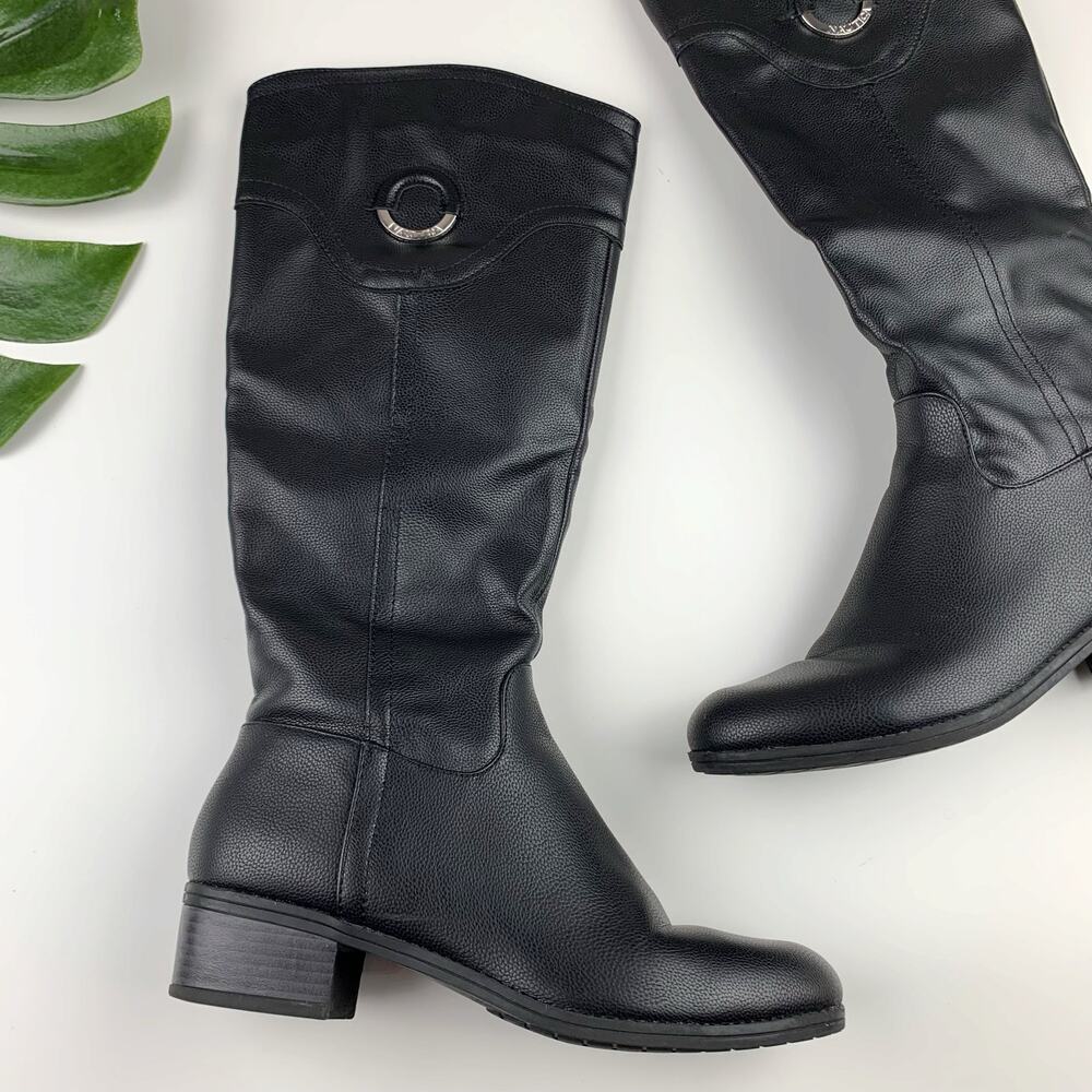 Nautica Gallaway Boots Tall Knee High Riding Black Faux Leather Women's 7.5